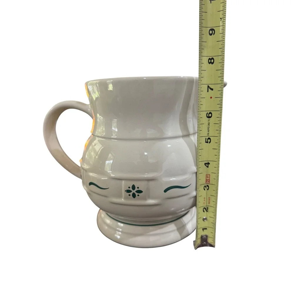 Longaberger Pottery Woven Traditions Pitcher Ivory Green 2 Quart
